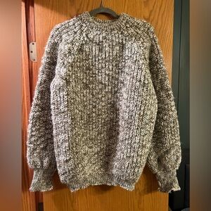 VTG Eddie Bauer wool Chunky Knit Sweater in Gray and Cream